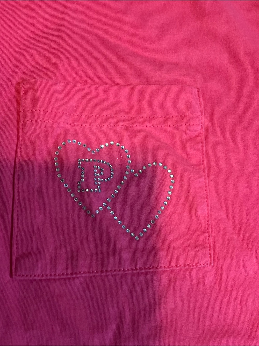 PINK Victoria's Secret Bright Pink Heart Pocket Pajama Set - Picture 2 of 5